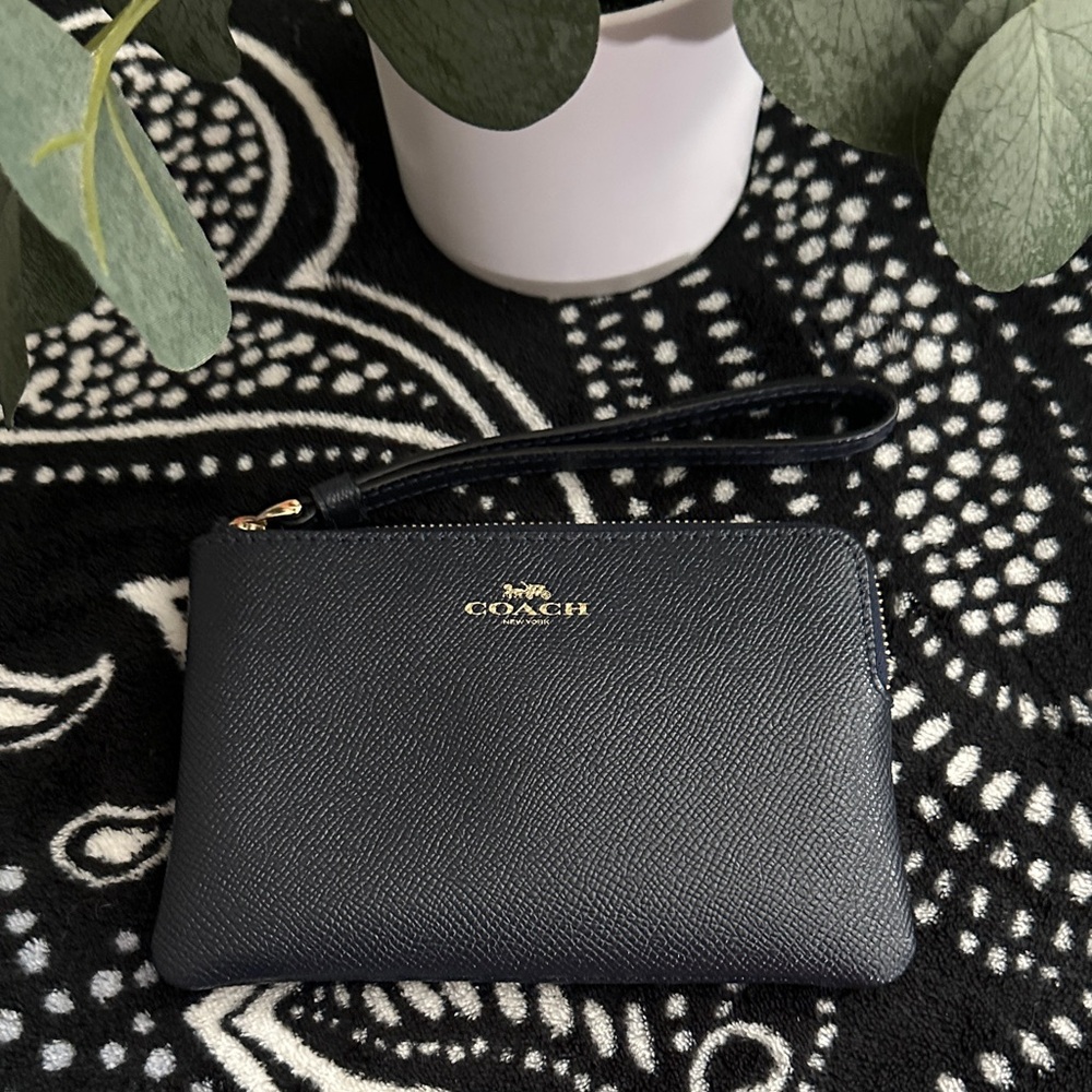 Coach Navy Textured Wristlet